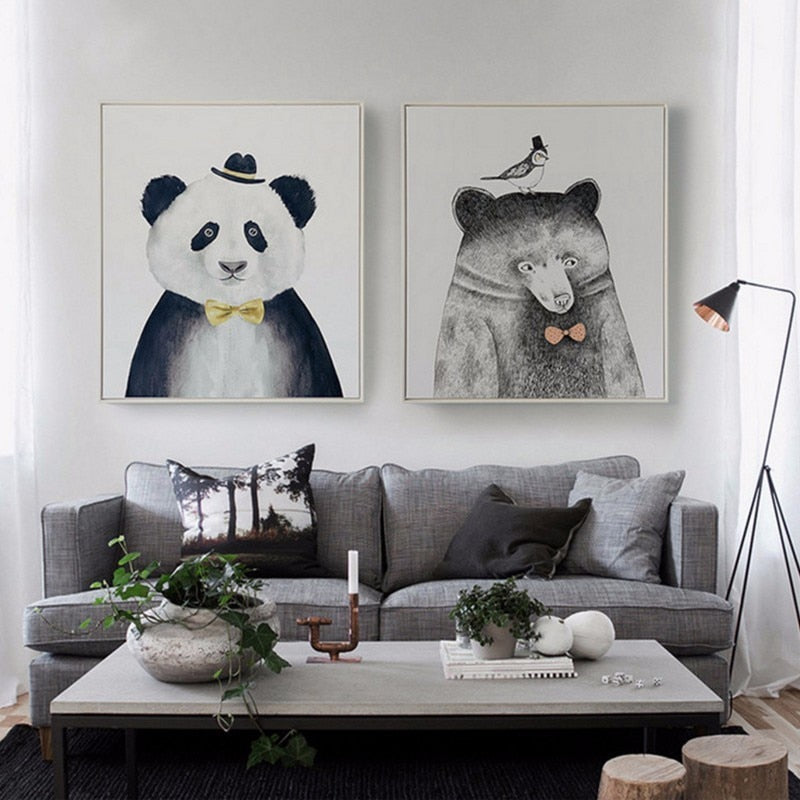 Animal Sketch Human Depiction - Canvas Wall Art Painting | Skanto