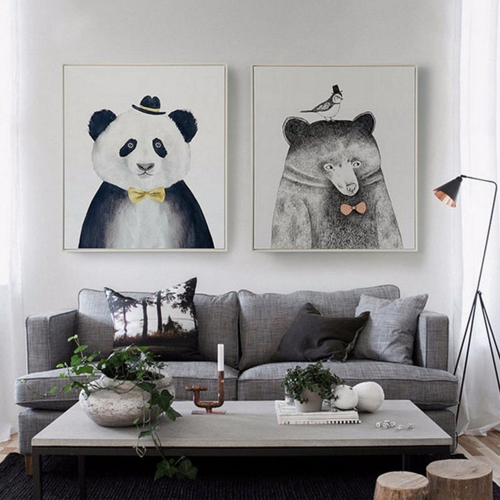 Animal Sketch Human Depiction - Canvas Wall Art Painting | Skanto