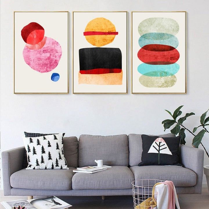 Abstrakt geometrisk akvarell – lerretsmaleri