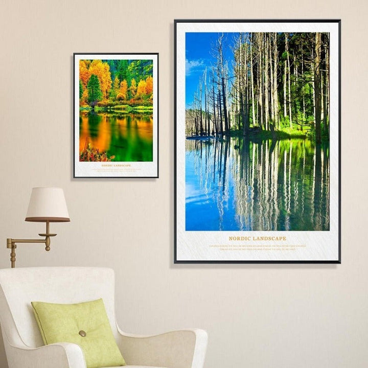 Nordic Skandinavia Natur Skog Solskinn Scene Trykk