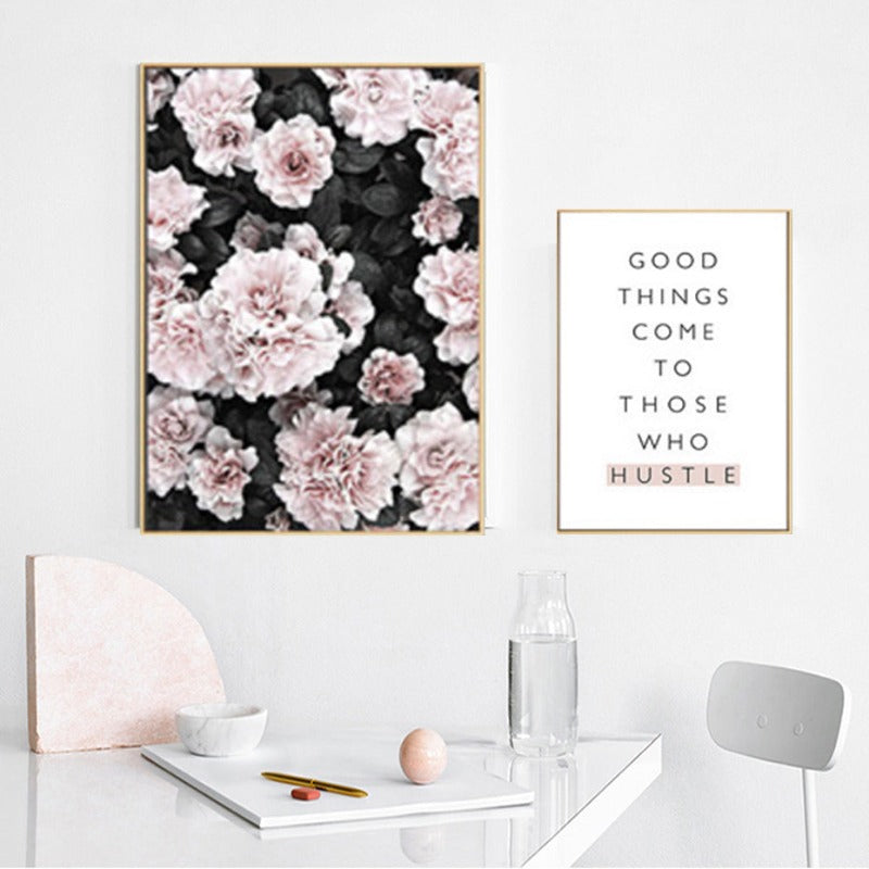 Moderne rosa Flamingo-blomsterbilde på lerret