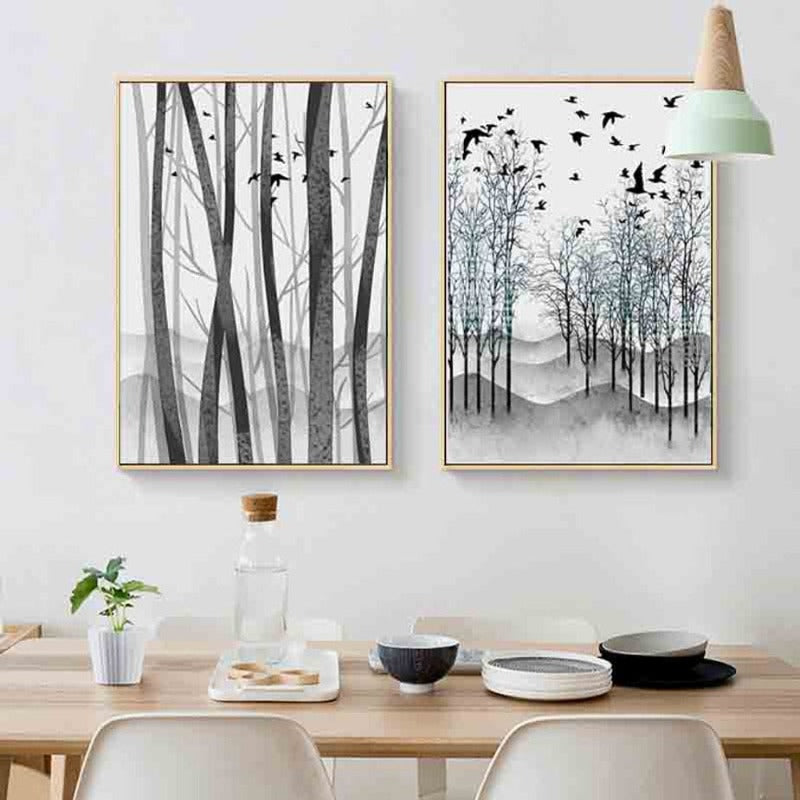 Abstract Woodland Nordic Wall Art Print - Canvas Wall Art Painting | Skanto