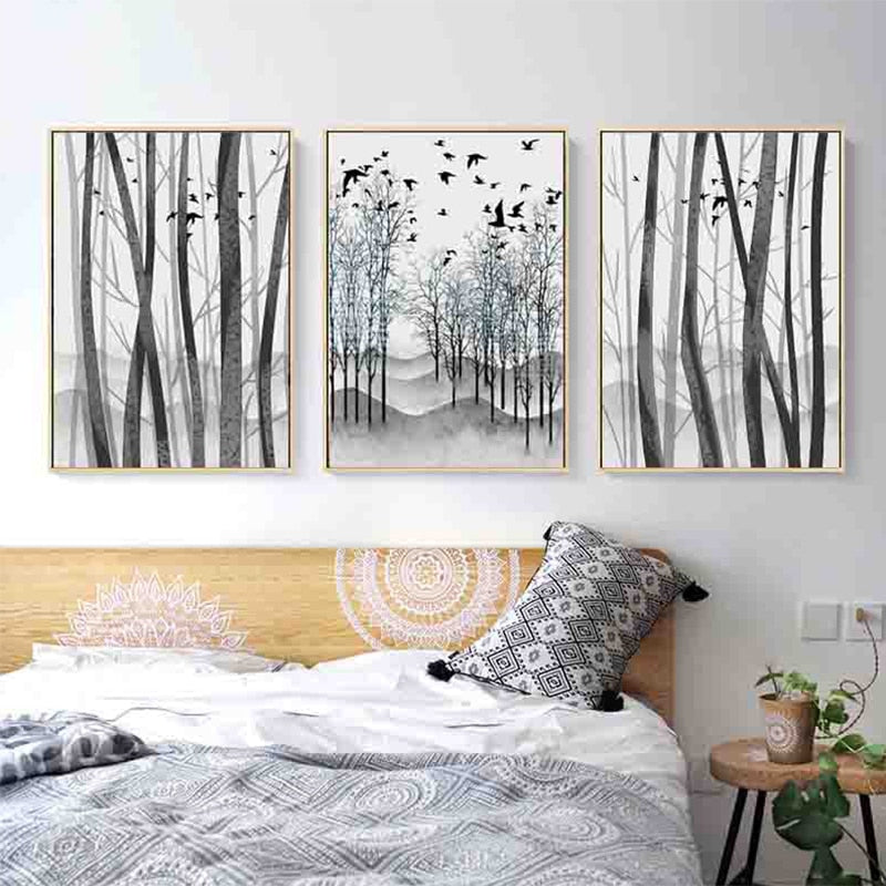 Abstract Woodland Nordic Wall Art Print - Canvas Wall Art Painting | Skanto