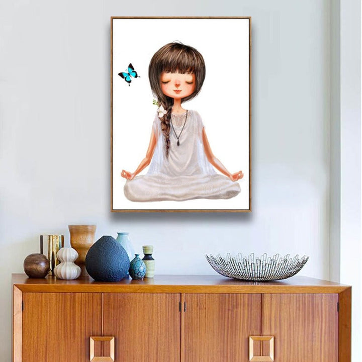Vakkert yoga-jente-plakat - lerret veggkunst maling