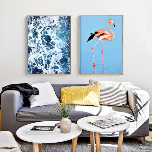 Flamingo I Havlandskap - Lerret Veggkunst Maleri