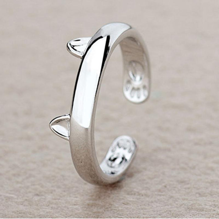 Sølvbelagt Katt Ring | Skanto