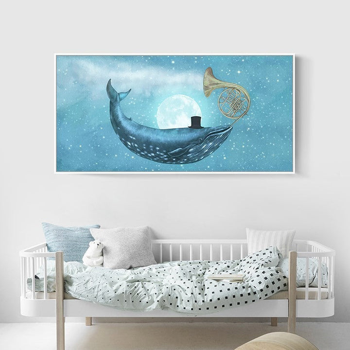 Abstract Whale in the Blue Sky - Canvas Wall Art Painting | Skanto