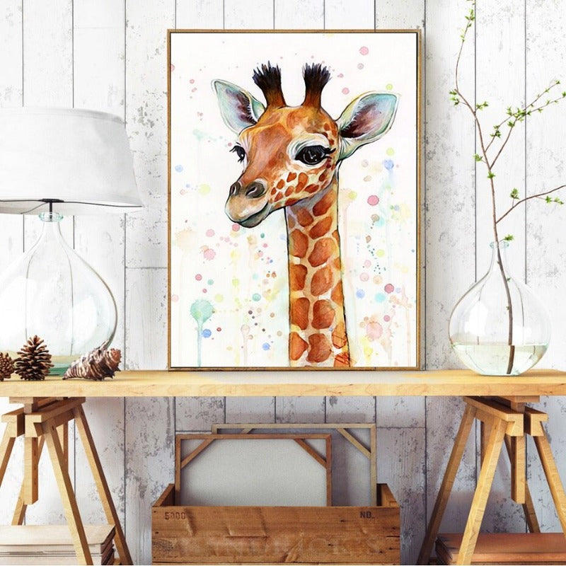 Baby Giraffe - Lerret Veggkunst Maleri | Skanto