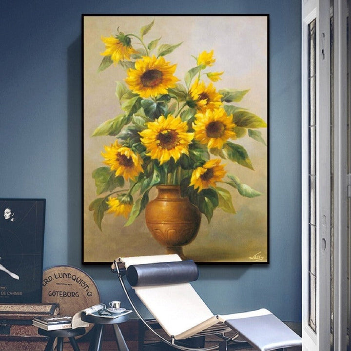 Moderne Solsikke Veggkunst Blomster - Lerret Veggkunst Maleri