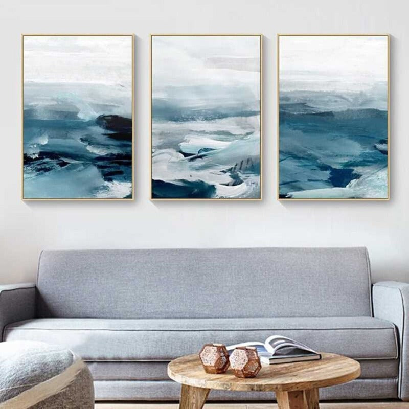 Abstract Landscape Mountain Blue Nordic - Canvas Wall Art Painting | Skanto