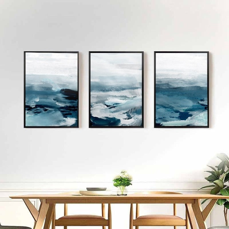 Abstract Landscape Mountain Blue Nordic - Canvas Wall Art Painting | Skanto