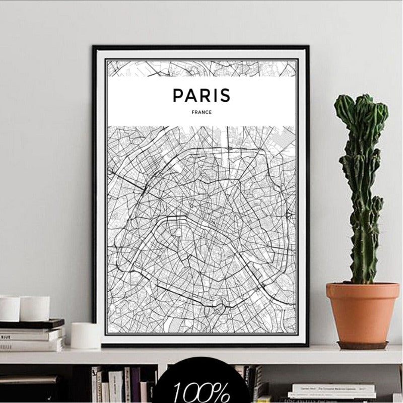 Minimalis PARIS bykart - Lærred Veggkunst Maleri
