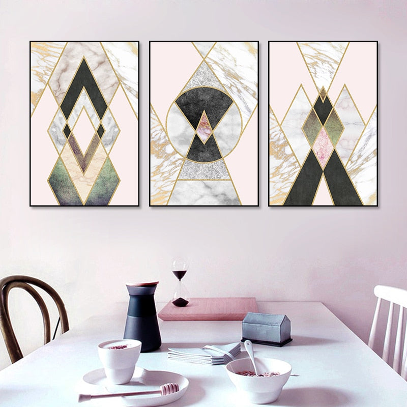 POP Pink Marmor - Lerret Veggkunst Maleri