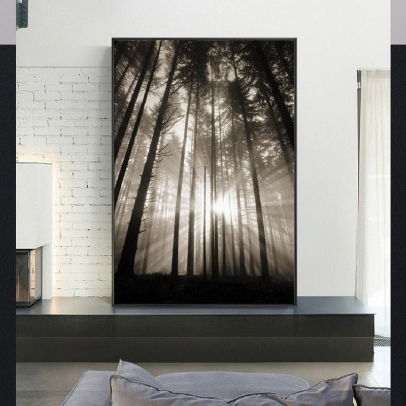 Wald Solstråler Scene - Lærred Veggkunst Maleri