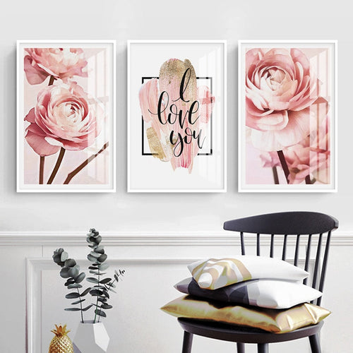 Moderne sitat om rosa peoner – lerretsbilde