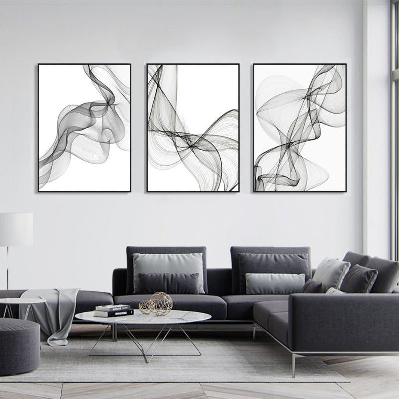 Abstract Wavy Line Pattern - Canvas Wall Art Painting | Skanto