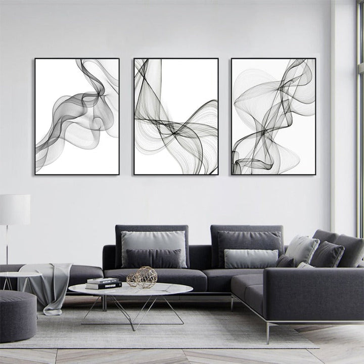 Abstract Wavy Line Pattern - Canvas Wall Art Painting | Skanto