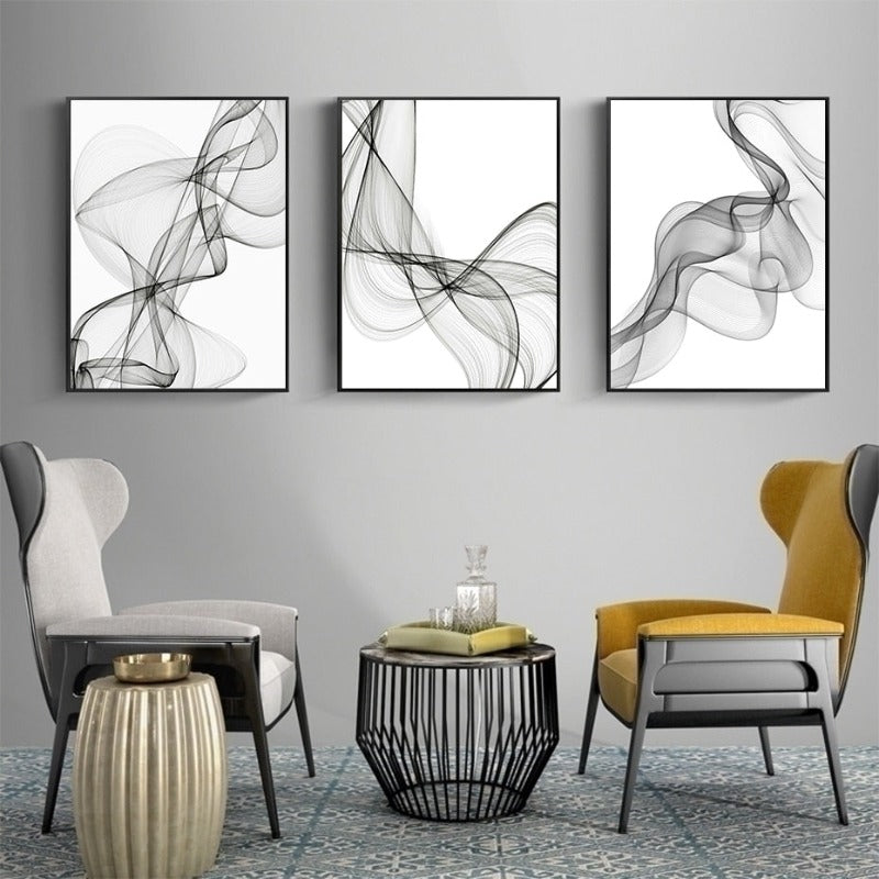 Abstract Wavy Line Pattern - Canvas Wall Art Painting | Skanto