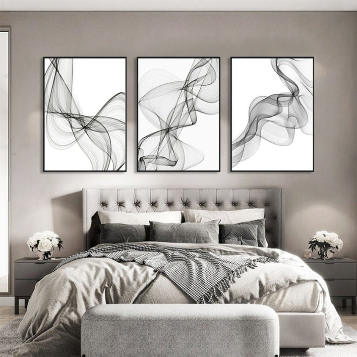 Abstract Wavy Line Pattern - Canvas Wall Art Painting | Skanto