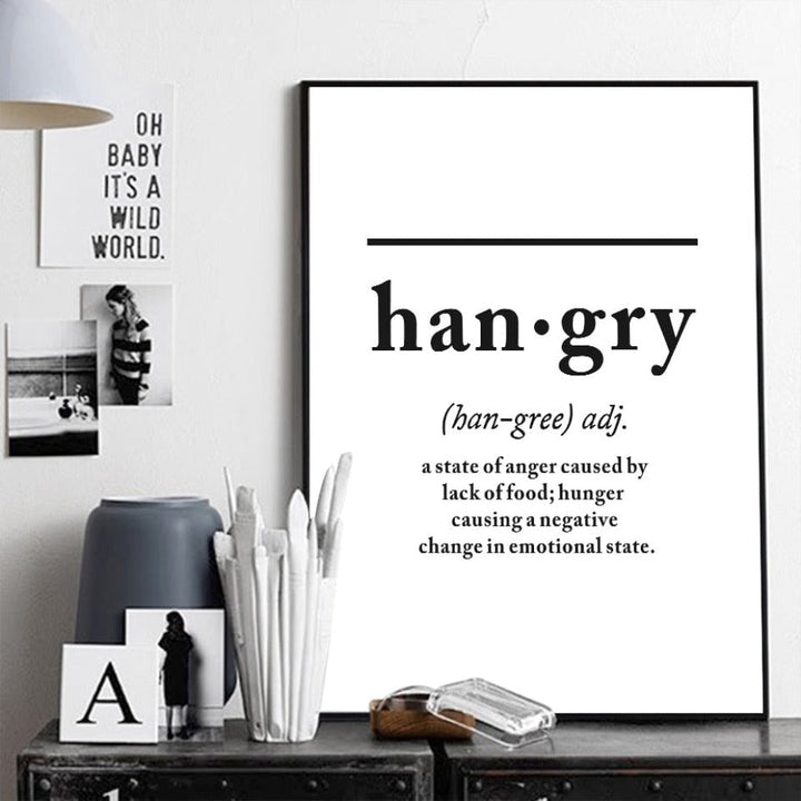 Skandinaviske bokstaver for definisjon av "Hungry" – lerretbilde