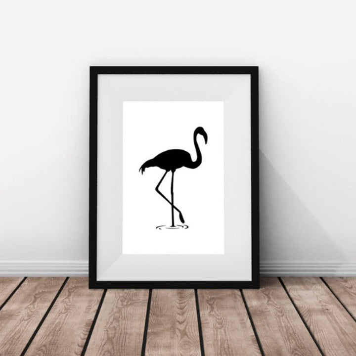 Schwarzer Flamingo - Lerret Veggkunst Maleri | Skanto