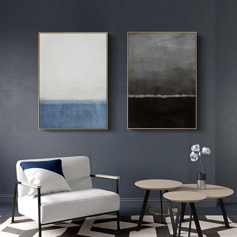 Bilder av Blå og Svart - Lerret Veggkunst Maleri