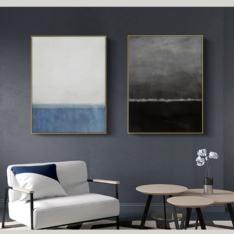 Bilder av Blå og Svart - Lerret Veggkunst Maleri