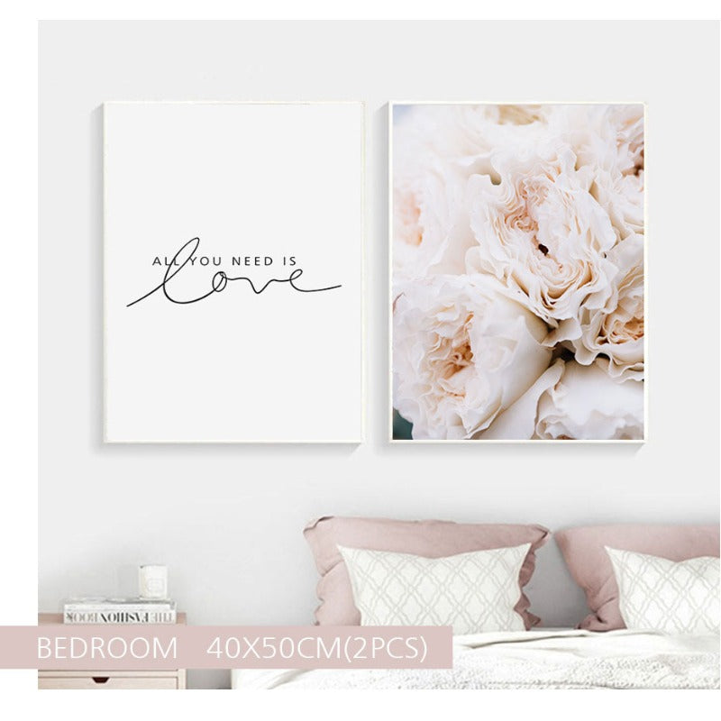 Blush Pink Pioner Veggkunst Bilder - Lerret Veggkunst Maleri | Skanto