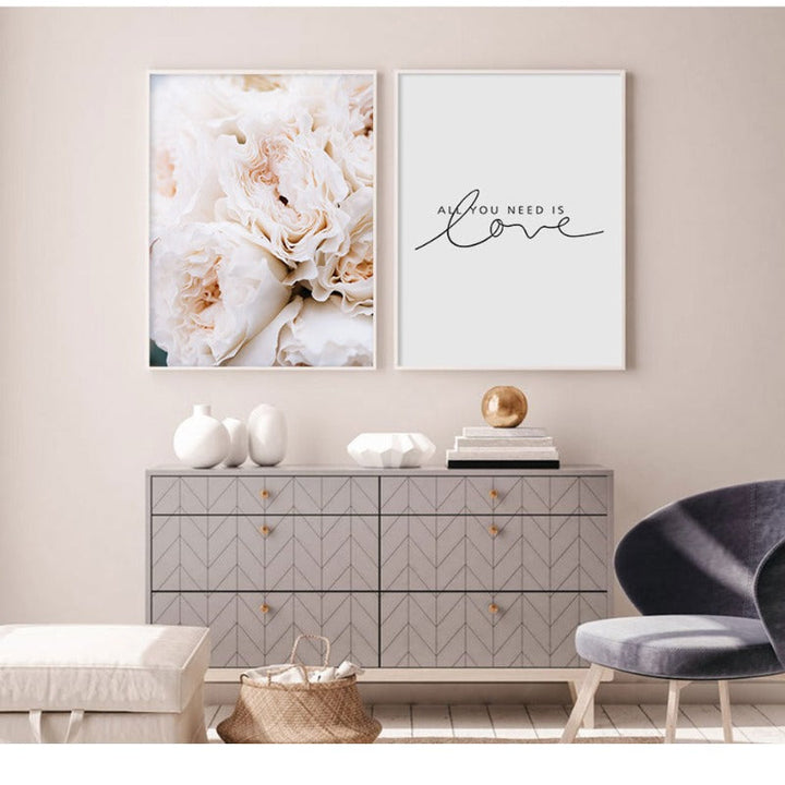 Blush Pink Pioner Veggkunst Bilder - Lerret Veggkunst Maleri | Skanto
