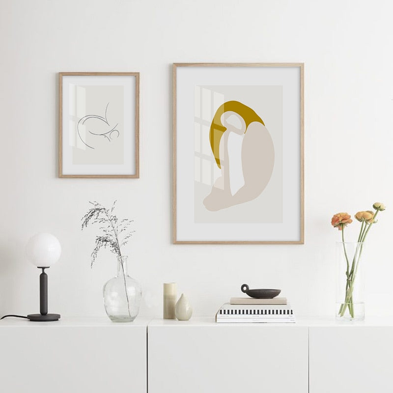 Minimalistisk geometrisk grafisk abstrakt galleri - lerret veggkunst maleri