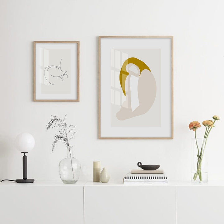 Minimalistisk geometrisk grafisk abstrakt galleri - lerret veggkunst maleri