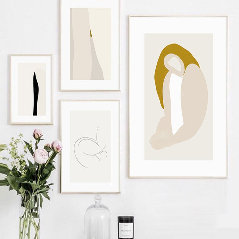Minimalistisk geometrisk grafisk abstrakt galleri - lerret veggkunst maleri