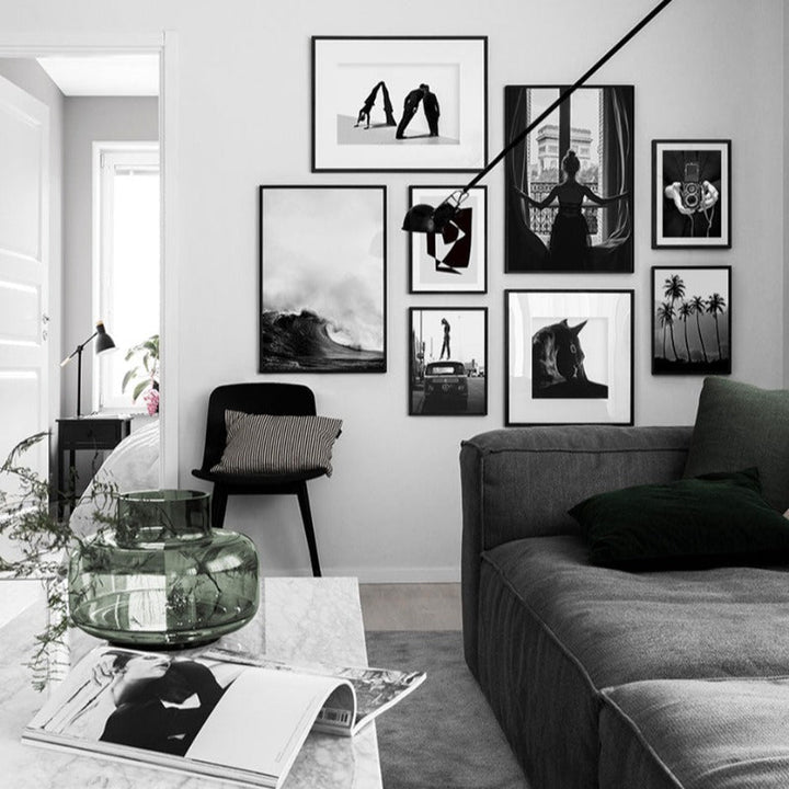 Abstract Scandinavian Black White Wall Art Prints - Canvas Wall Art Painting | Skanto