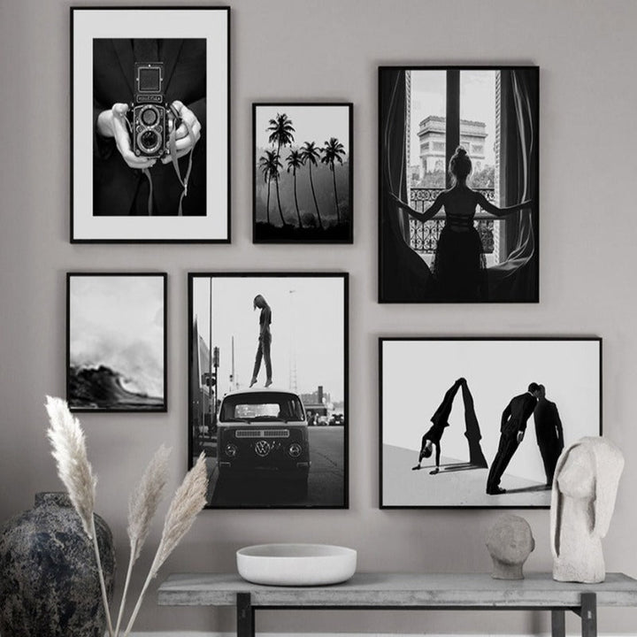 Abstract Scandinavian Black White Wall Art Prints - Canvas Wall Art Painting | Skanto