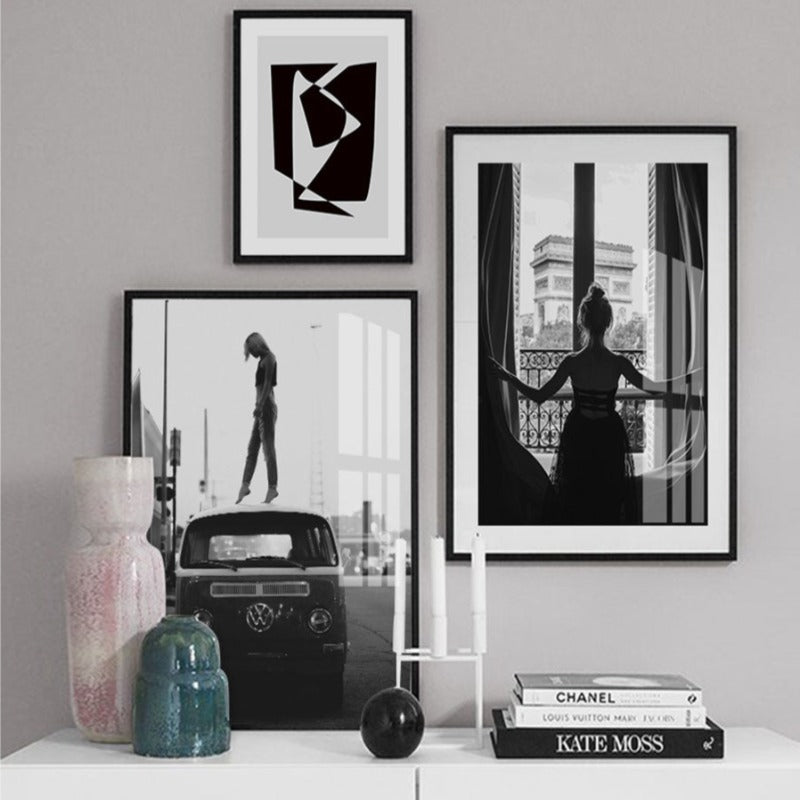 Abstract Scandinavian Black White Wall Art Prints - Canvas Wall Art Painting | Skanto