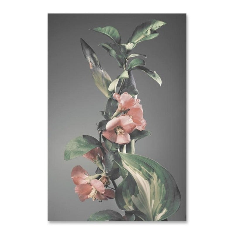 Moderne rosa blomstermaleri «Jomfruens fred» – lerretsbilde