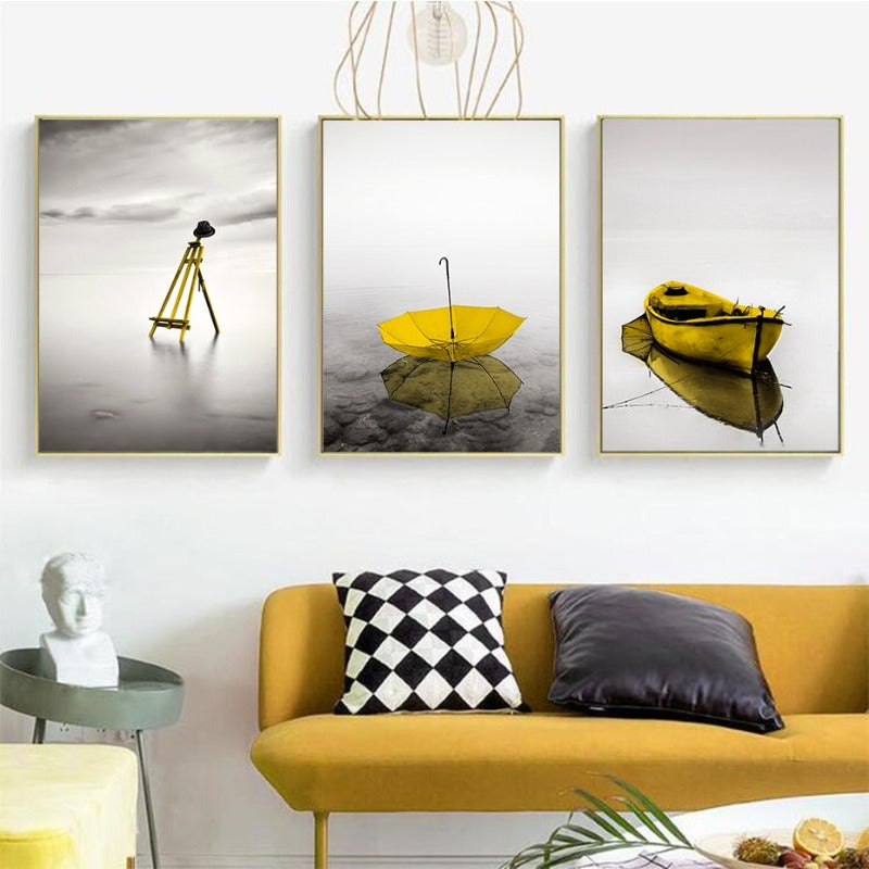 Moods Of Yellow - Lerret Veggkunst Maleri