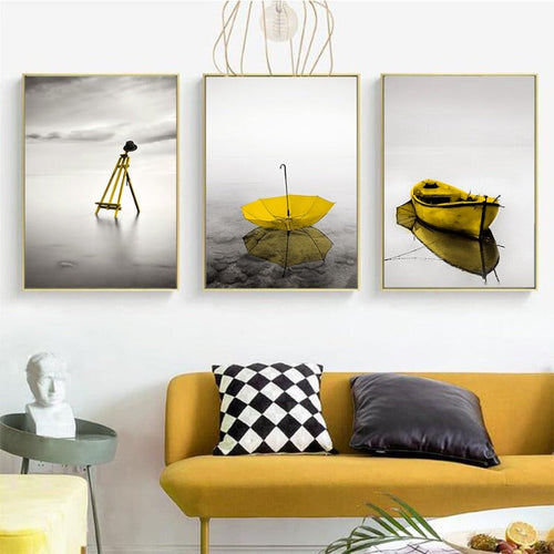 Moods Of Yellow - Lerret Veggkunst Maleri