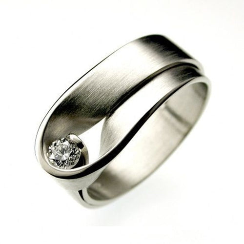 Skanto | Koreansk Ny Design Enkel Chic Sølvfarge Hvit Zirkon Ring for Damer