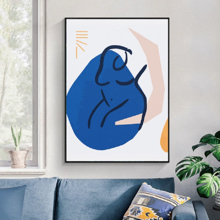 Skandinaviske abstrakte figur linjer plakat - lerretbilde