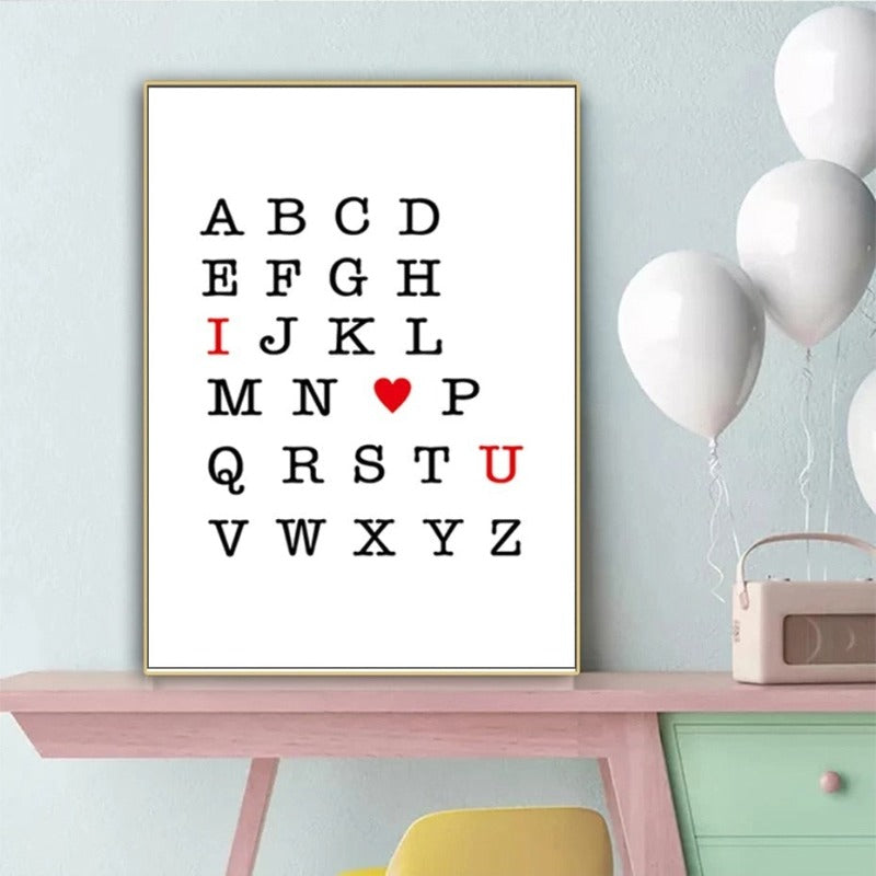 Jeg elsker deg ABC alfabet barnerom dekor veggkunst DIY - lerret veggkunst maleri