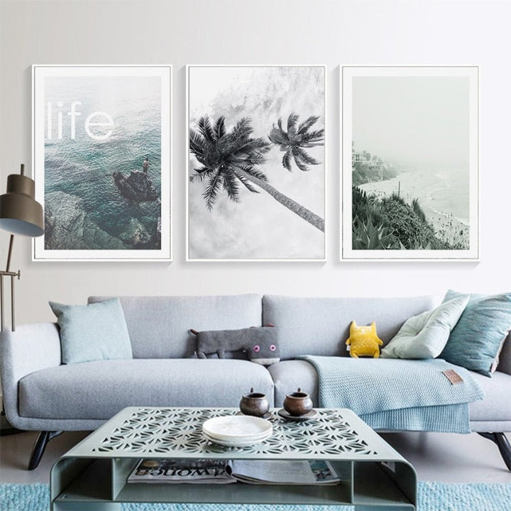 Moderne Welle Kystpalme Seascape - Lerret Veggkunst Maleri