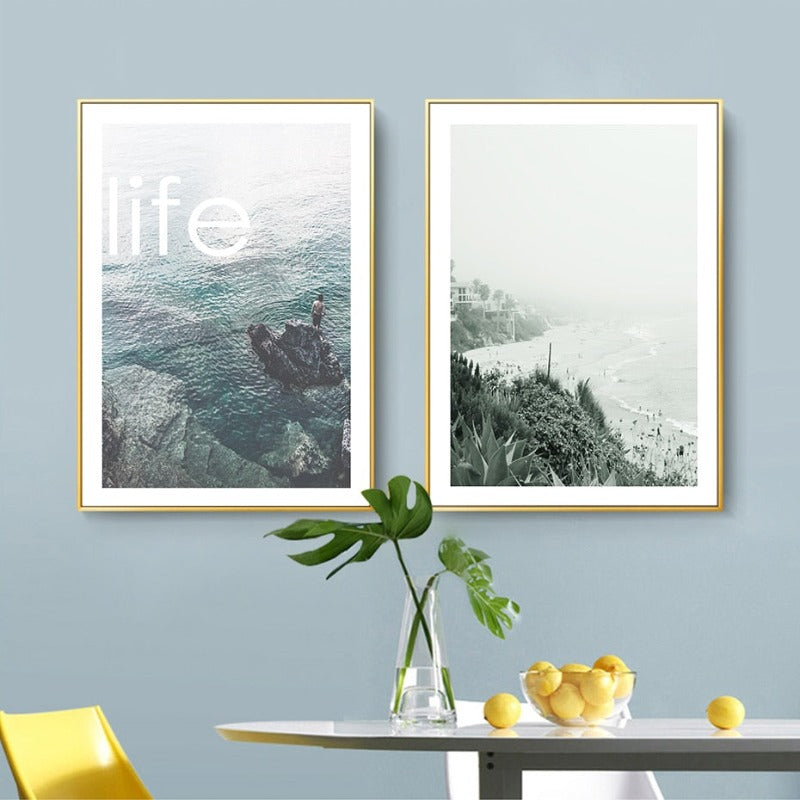 Moderne Welle Kystpalme Seascape - Lerret Veggkunst Maleri