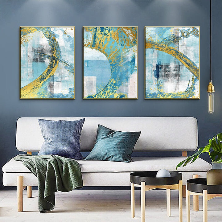 Blå trykkplakat - lerret veggkunstmaleri | Skanto