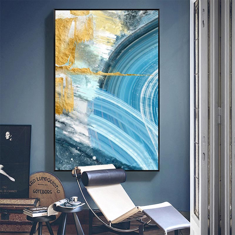 Blå trykkplakat - lerret veggkunstmaleri | Skanto