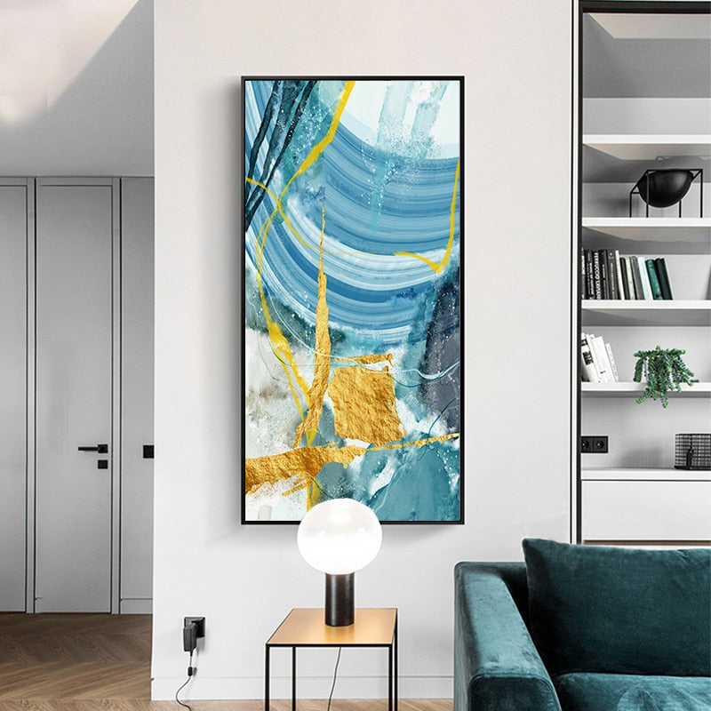 Blå trykkplakat - lerret veggkunstmaleri | Skanto