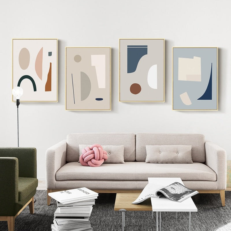 Moderne Trend Geometrisk Abstrakt Fargeblokk - Lerret Veggkunst Maleri