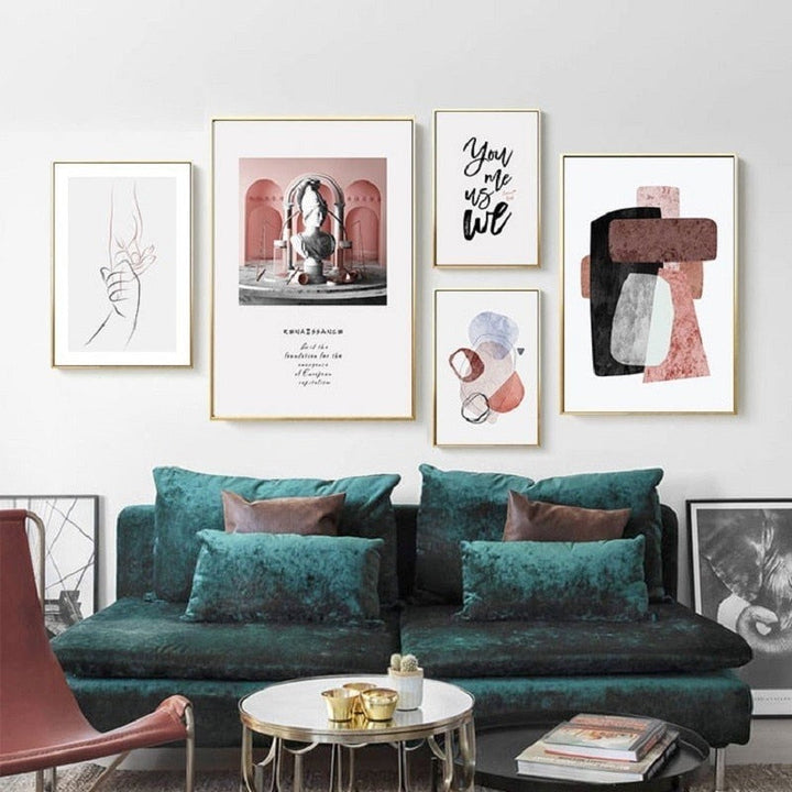 Vintage geometrisk abstrakt marmor lerretsbilde