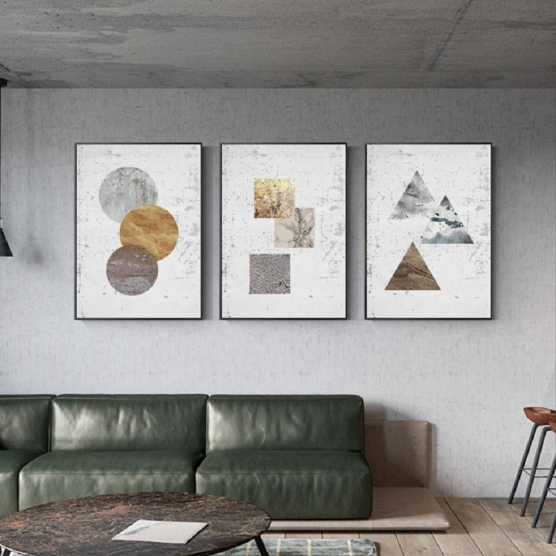 Vintage abstrakt geometrisk lerretsmaleri