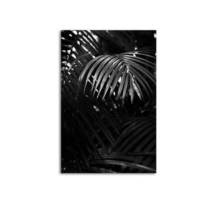 Moderne palme- og kokosnøttetre trykk svart - lerretbilde